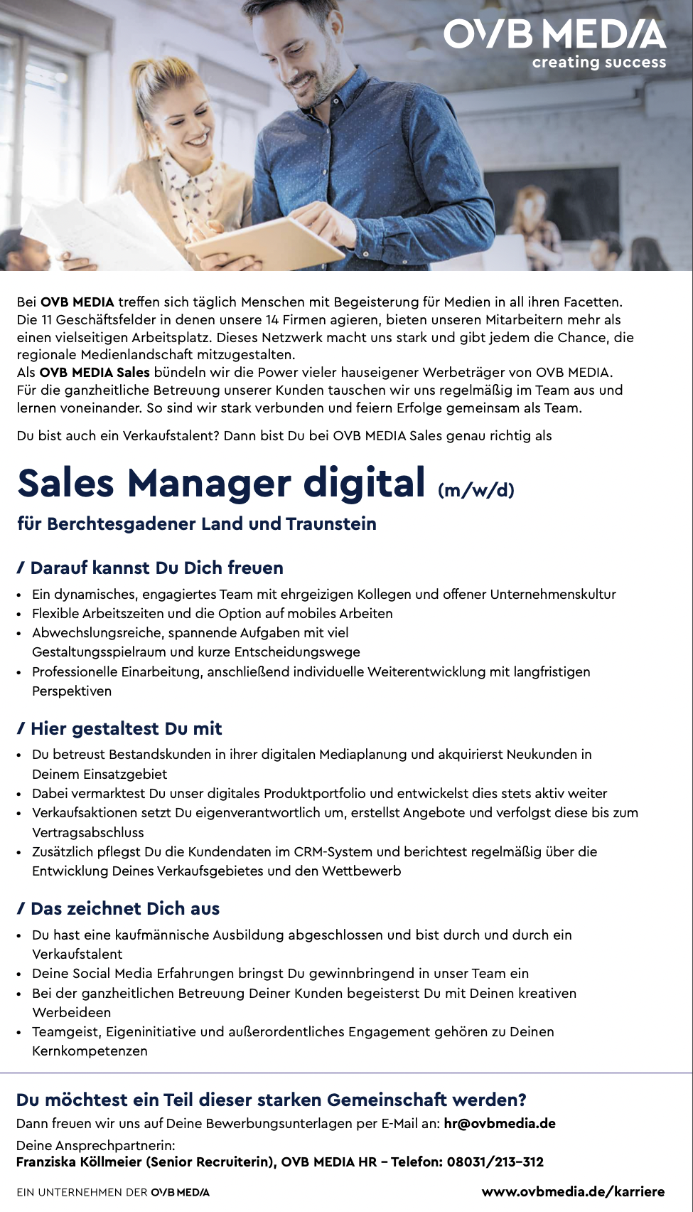 Job Berchtesgadener Land Sales Manager Digital